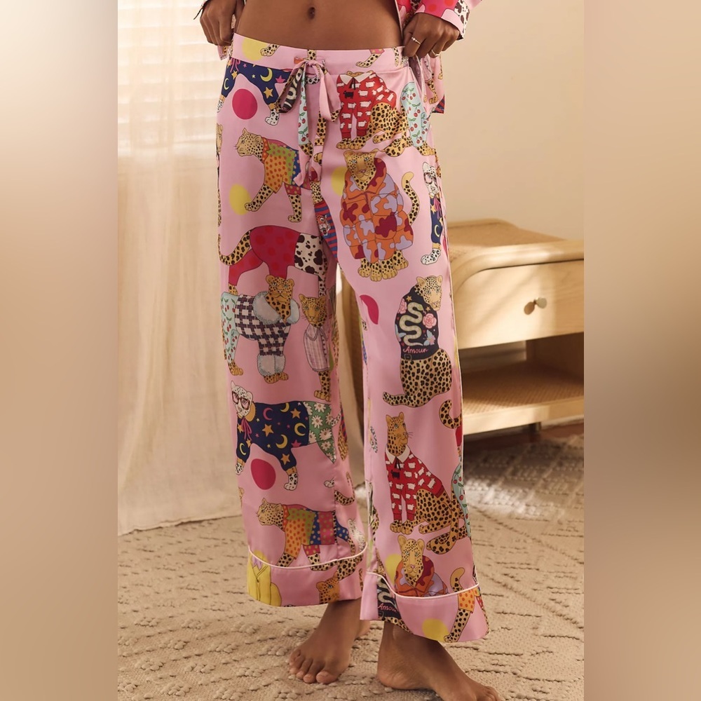 NWT Karen Mabon Long-Sleeve Leopard Pajama Set - Picture 6 of 6